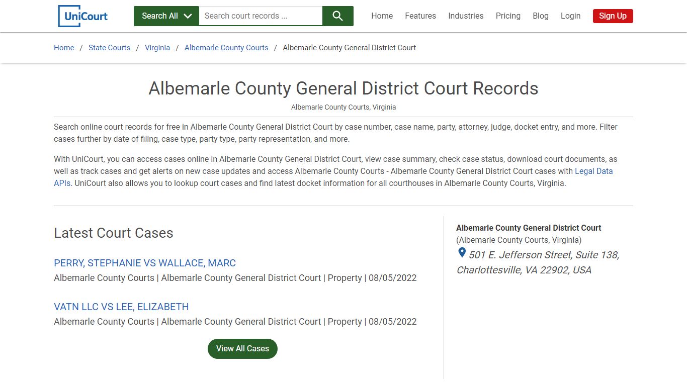 Albemarle County General District Court Records ...