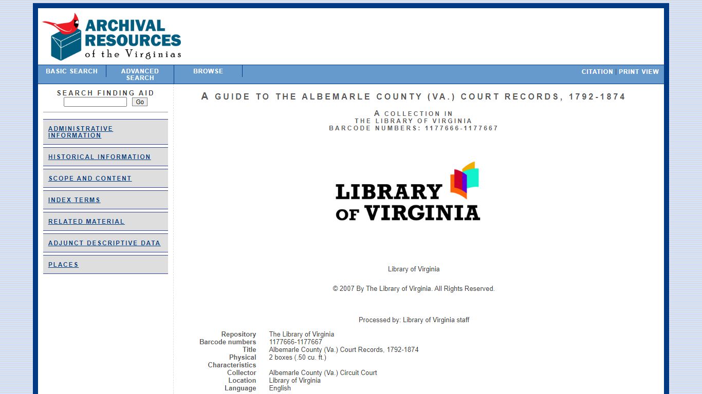 A Guide to the Albemarle County (Va.) Court Records, 1792 ...